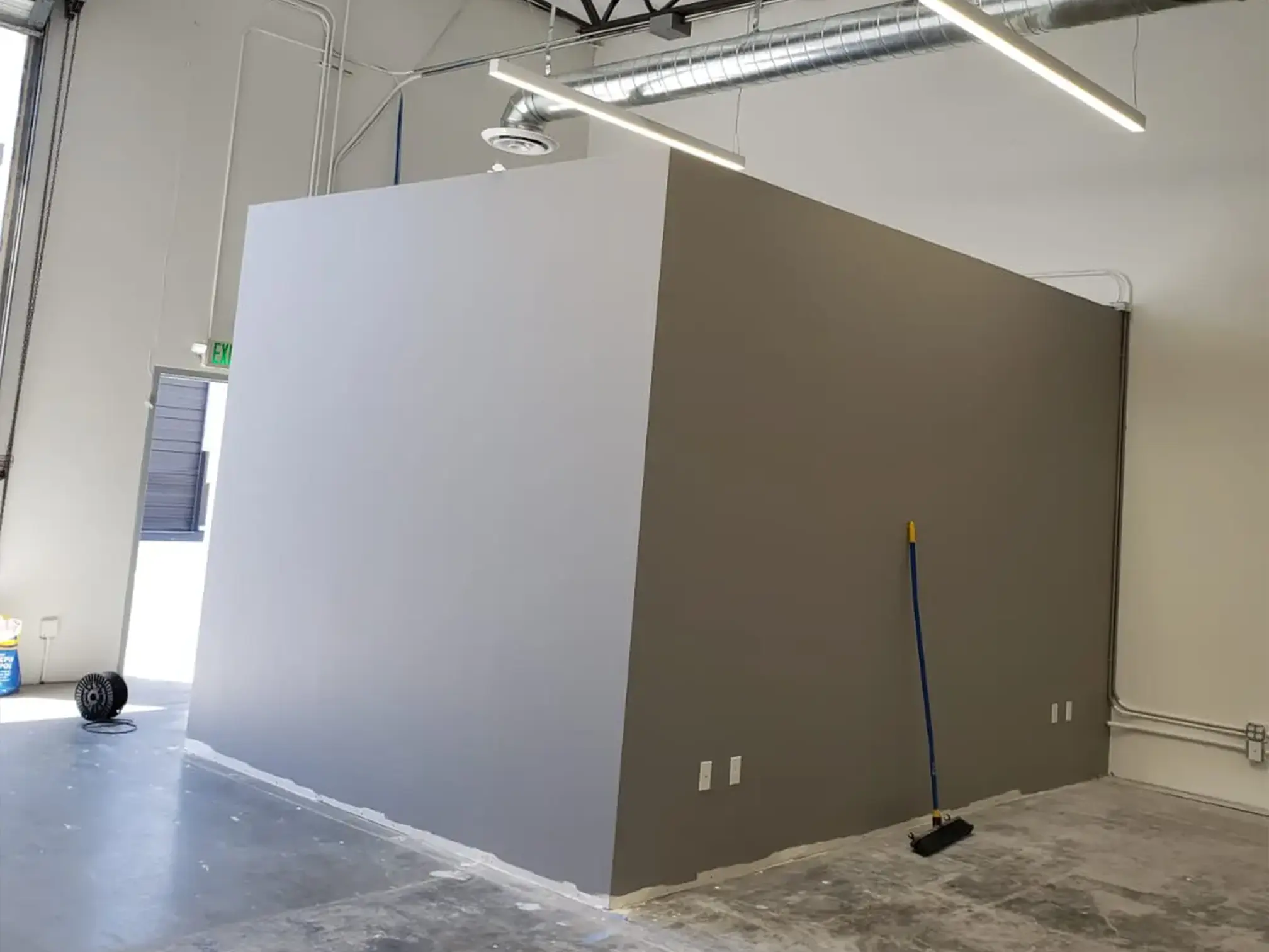 Drywall installation and finishing work in progress